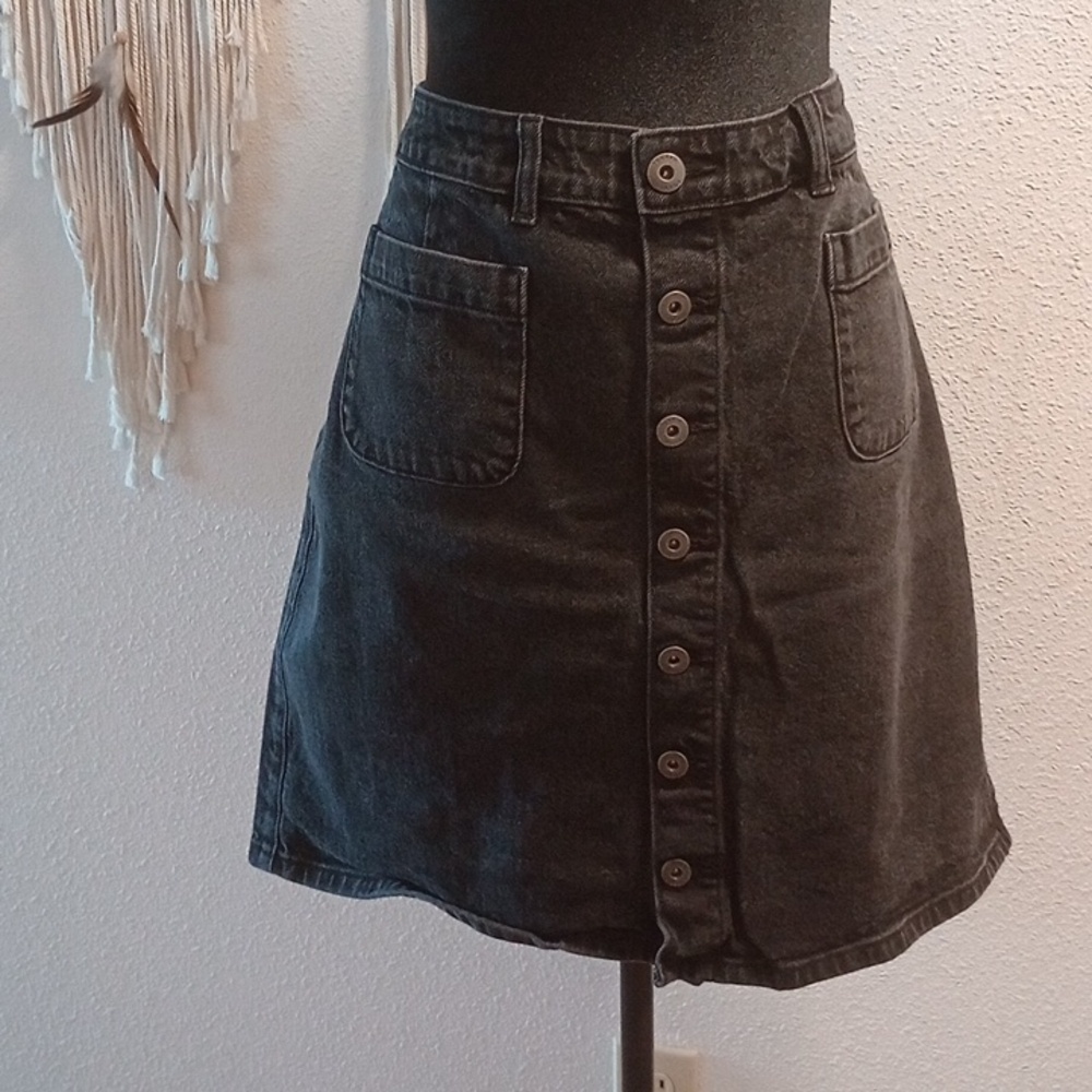 Torrid Charcoal Button-Front Mini Skirt - Picture 2 of 4